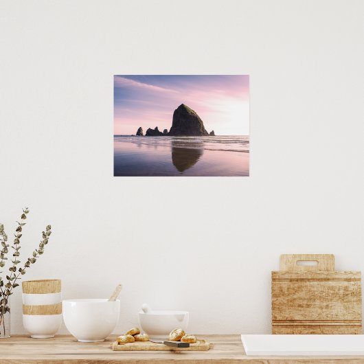 Cannon Beach und Haystack Rock Sunset Fotografie Poster (Küche)