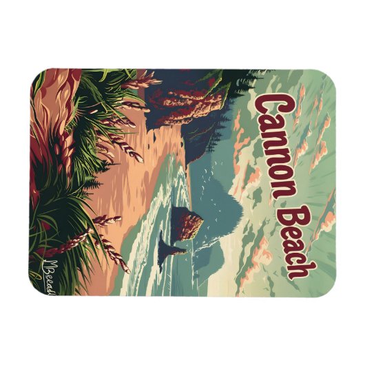 Cannon Beach Vintag Magnet (Horizontal)