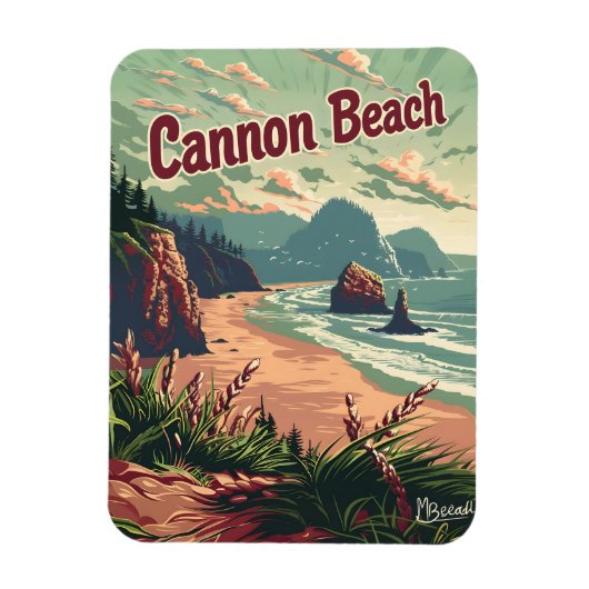 Cannon Beach Vintag Magnet (Vertikal)