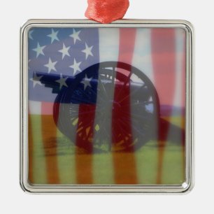 Cannon & Flag Ornament Aus Metall