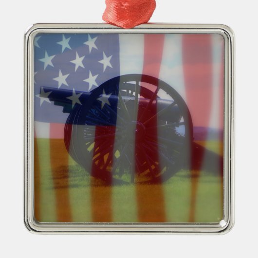 Cannon & Flag Ornament Aus Metall (Vorne)