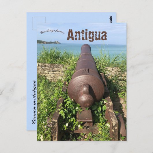 Cannon in Antigua Postkarte (Vorne/Hinten)