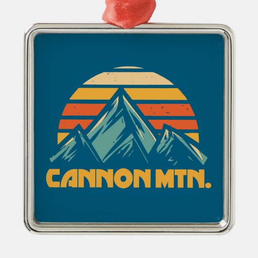 Cannon Mountain New Hampshire Retro Türkis Ornament Aus Metall (Vorne)
