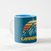 Cannon Mountain New Hampshire Retro Türkis Zweifarbige Tasse (Vorderseite Links)
