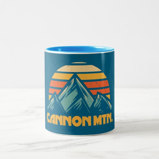 Cannon Mountain New Hampshire Retro Türkis Zweifarbige Tasse (Mittel)