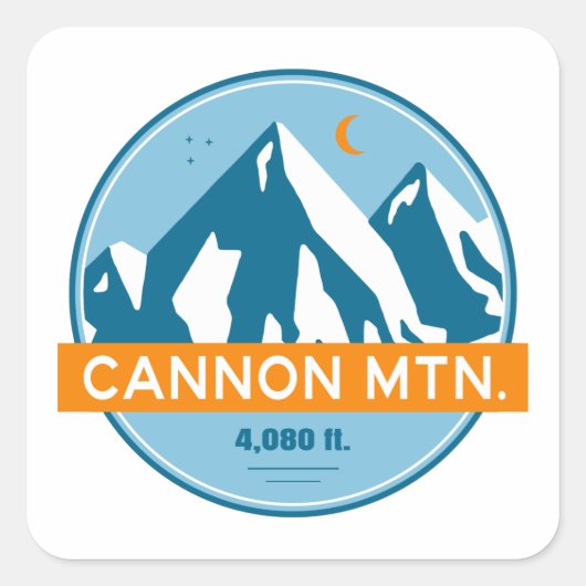 Cannon Mountain New Hampshire Stars Moon Quadratischer Aufkleber (Vorderseite)