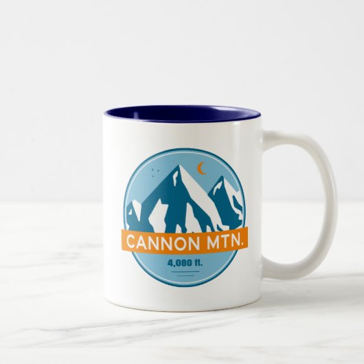 Cannon Mountain New Hampshire Stars Moon Zweifarbige Tasse (Rechts)