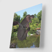 Cannonball Hippo Quadratische Wanduhr (Winkel)