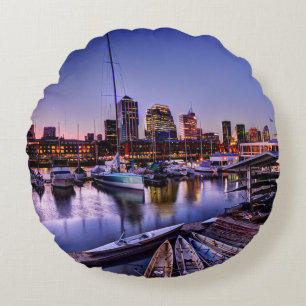 Canoas Al Atardecer - Kanus am Sonnenuntergang Rundes Kissen