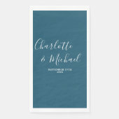 Canoe Blue Script Minimalistisch Wedding Serviette (Vorderseite)
