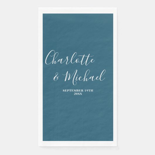 Canoe Blue Script Minimalistisch Wedding Serviette (Vorderseite)