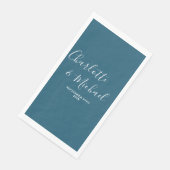 Canoe Blue Script Minimalistisch Wedding Serviette (Ecke)
