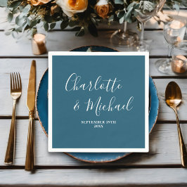 Canoe Blue Script Minimalistisch Wedding Serviette