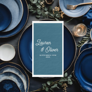 Canoe Blue Script Minimalistisch Wedding Serviette