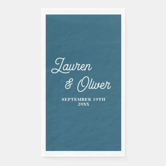 Canoe Blue Script Minimalistisch Wedding Serviette (Vorderseite)