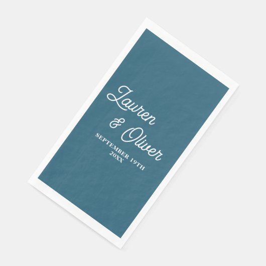 Canoe Blue Script Minimalistisch Wedding Serviette (Ecke)