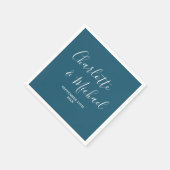 Canoe Blue Script Minimalistisch Wedding Serviette (Ecke)