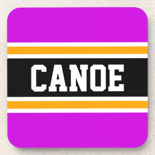 CANOE Fun Sporty Retro Rosa Gelbe schwarze Streife Getränkeuntersetzer