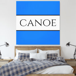 CANOE Nautical Bright Blue White Summer Stripes Leinwanddruck
