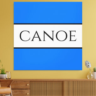 CANOE Nautical Bright Blue White Summer Stripes Leinwanddruck