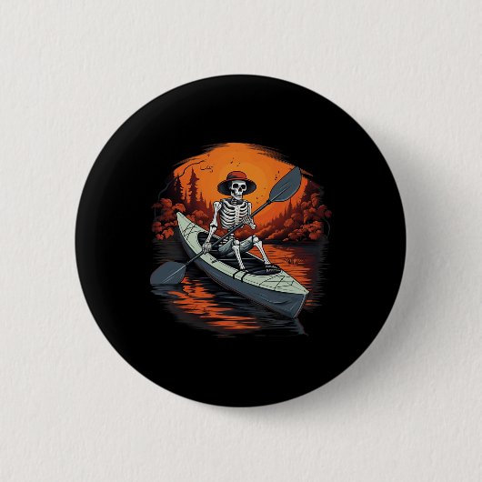 Canoe Skeleton Funny Kayaking Canoeing Halloween K Button (Vorderseite)