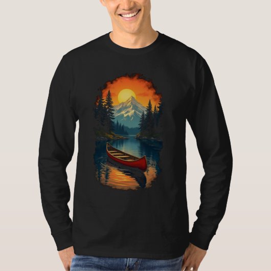 Canoe Splash Adventure - Retro Lake Sunset T-Shirt (Vorderseite)