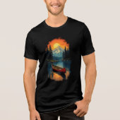 Canoe Splash Adventure - Retro Lake Sunset Tri-Blend Shirt (Vorderseite)