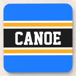 CANOE Sporty Fun Bright Blue Yellow Black Stripes Getränkeuntersetzer