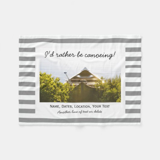 Canoeing Canoeing Foto Grau & White Stripes Fleecedecke (Vorderseite (Horizontal))