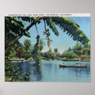 Canoeing, Echo-Park, Los Angeles Vintag Poster