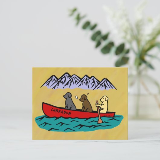Canoeing Labrador Retrievers Postkarte (Stehend Vorderseite)