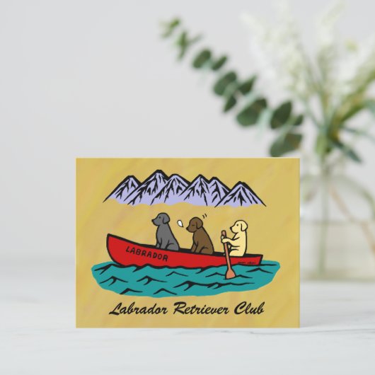 Canoeing Labrador Retrievers Postkarte (Stehend Vorderseite)
