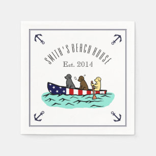 Canoeing Labrador-Strand-Haus-Papierservietten Serviette
