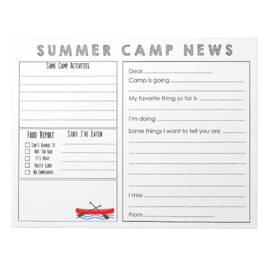 Canoer Summer Camp News Notepad Notizblock (Vorderseite)