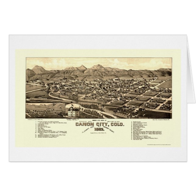 Canon-Stadt, panoramische Karte Co - 1882 (Vorderseite (Horizontal))