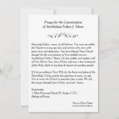 CANONIZATION ARCHBISHOP FULTON SHEEN PRAYER CARD KARTE (Rückseite)