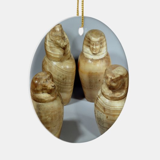 Canopic Gläser Hor-ir-Om, Saite (Alabaster) Keramik Ornament (Rechts)
