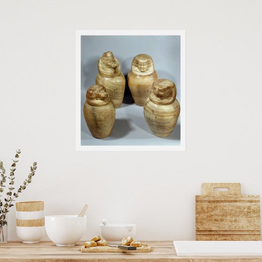 Canopic jars of Hor-ir-aa, Saite (alabaster) Poster (Küche)