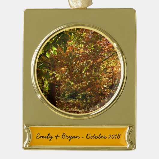 Canopy of Herbstlaubs II Gelbe Herbstfotografie Banner-Ornament Gold (Vorderseite)
