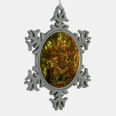 Canopy of Herbstlaubs II Gelbe Herbstfotografie Schneeflocken Zinn-Ornament (Links)