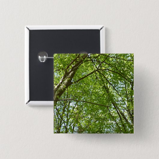"Canopy of Spring Blätter Green Nature Scene Button (Vorne & Hinten)