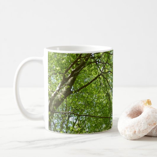 "Canopy of Spring Blätter Green Nature Scene Kaffeetasse (Mit Donut)
