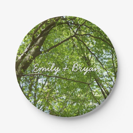 "Canopy of Spring Blätter Green Nature Scene Pappteller (Vorderseite)
