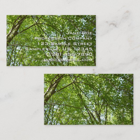 "Canopy of Spring Blätter Green Nature Scene Visitenkarte (Vorne/Hinten)