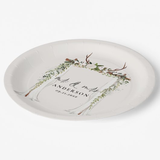 Canopy rustikale botanische Hochzeit mr und mrs Dr Pappteller (Schrägansicht)