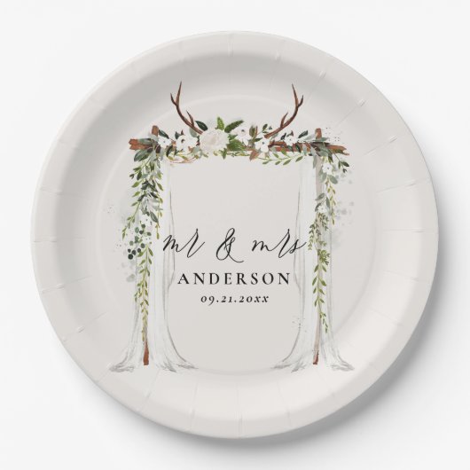 Canopy rustikale botanische Hochzeit mr und mrs Dr Pappteller (Vorderseite)