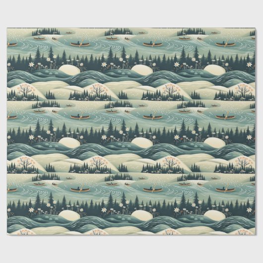 Canoy Journey & River Flow Feather Design Geschenkpapier (Flach)