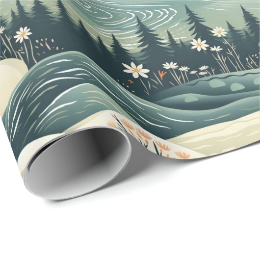 Canoy Journey & River Flow Feather Design Geschenkpapier (Rolleneckpunkt)