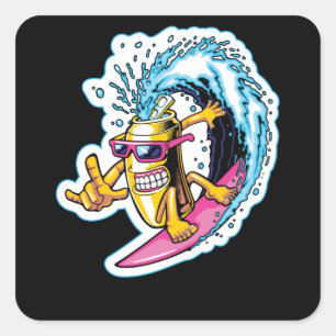 Cans Surfing Quadratischer Aufkleber