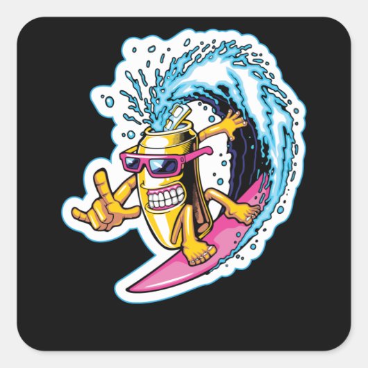 Cans Surfing Quadratischer Aufkleber (Vorderseite)